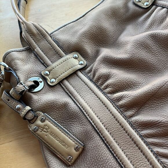 Y2K Buttery Leather B. Makowsky Tan Slouchy Convertible Carry-All Purse - Picture 5 of 6